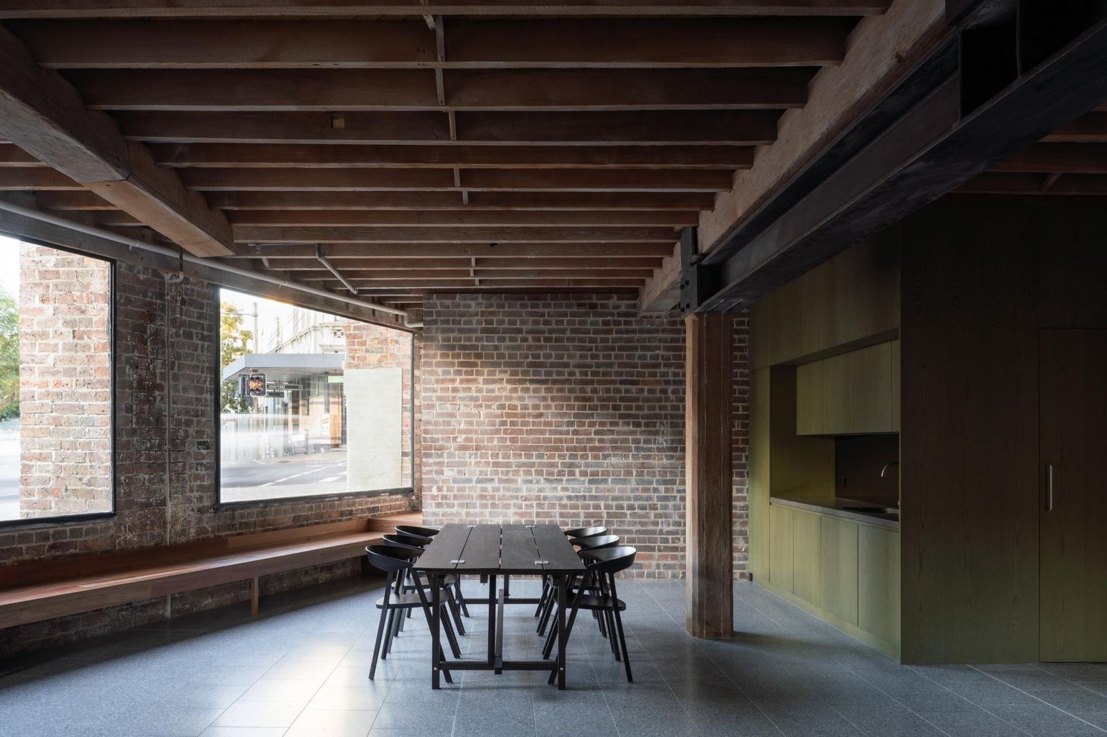 The Foundry, Darlington. Office fit-out celebrating original brick and timber structure.